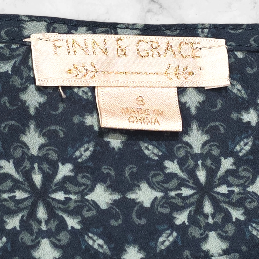 Finn & Grace Open Long Sleeve Patterned Blouse Shirt Top Size Small (S) B89 - Picture 2 of 10